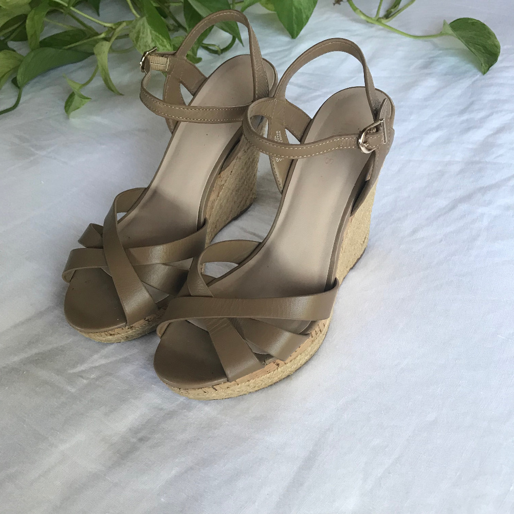 CHARLES DAVID Astro Cork & Jute Wedges Taupe | 8